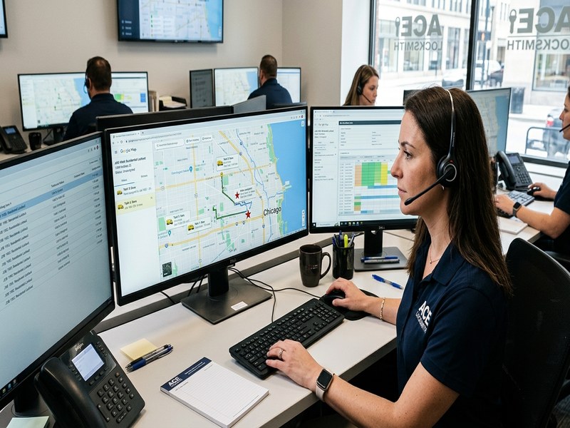 Locksmith dispatch GPS routing to customer
