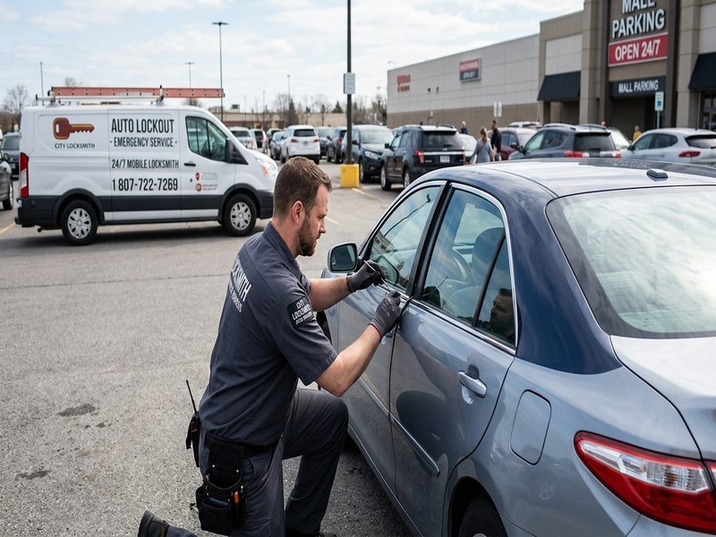 Auto lockout service — locksmith opening car door